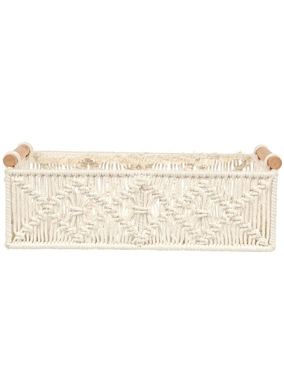 Корзина 35х25х10 см, прямоугольная, плетеная, с деревянными ручками, Y4-9681