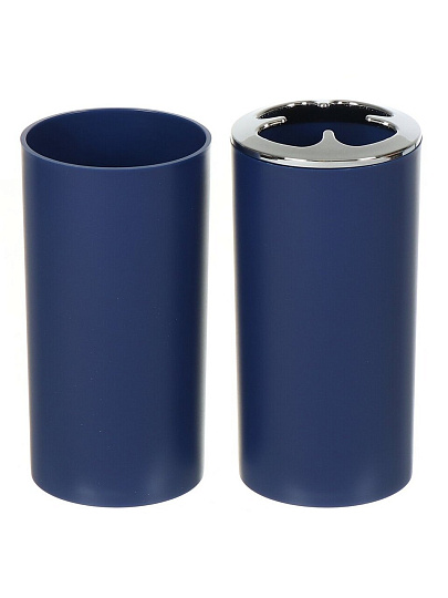 Набор для ванной 4 предмета, Аника, синий, пластик, стакан, подставка для зубных щеток, дозатор для мыла, мыльница, Y9-079