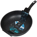 Сковорода-вок алюминий, 30 см, антипригарное покрытие, Daniks, Мрамор Олимп, черная, WOK309-BLM