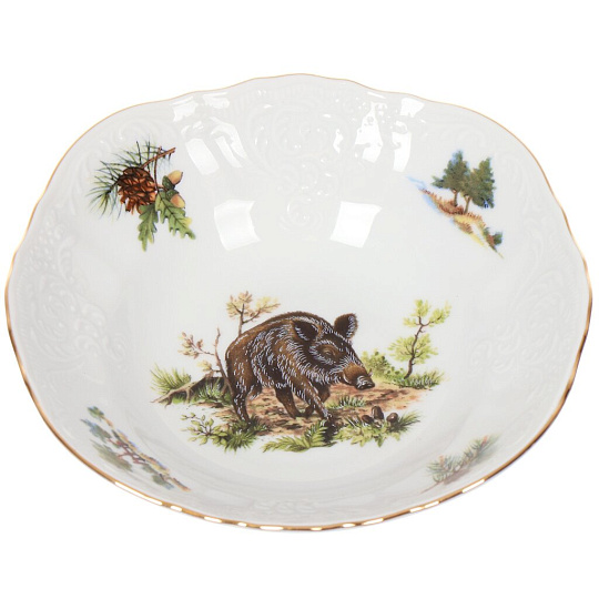 Салатник фарфор, круглый, 16 см, Охотничьи сюжеты Кабан, Bernadotte, P1750675JQZU001011
