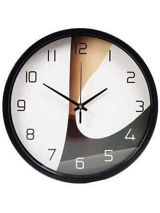 Часы настенные, 30х30х4 см, круглые, пластик, черные, Концепт, Y4-5197