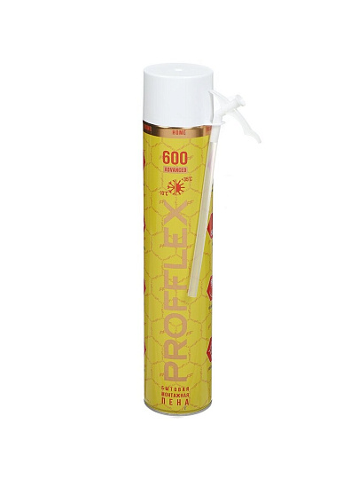 Пена монтажная Profflex, Yellow Advanced, бытовая, 50 л, 750 мл, 580 г, всесезонная