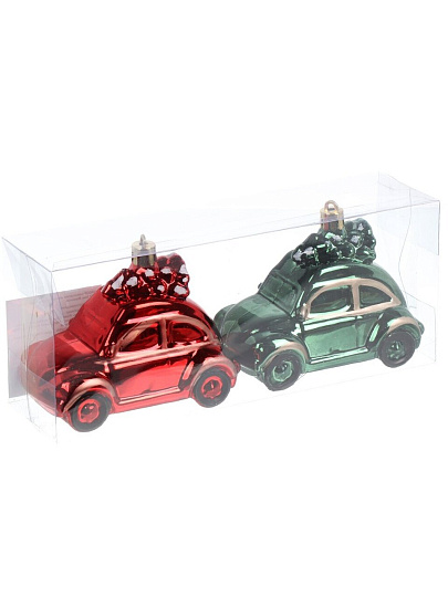 Набор елочных украшений Машинки, 2 шт, зеленый, красный, 10x7.5 см, пластик, SYQD1- 0124001