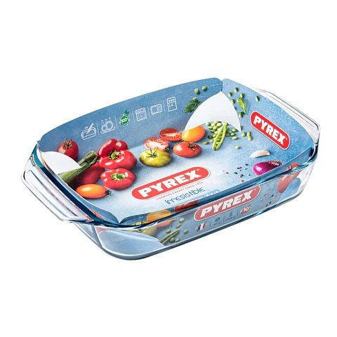 Форма для запекания стекло, 25х39х7 см, 3.8 л, прямоугольная, Pyrex, Irresistible, 409B000/7046