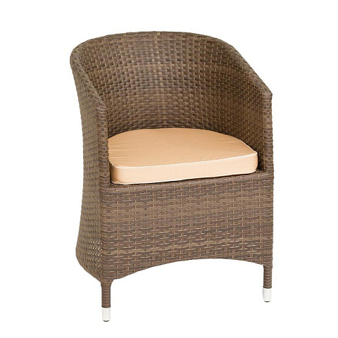 Кресло садовое Верона искусственный ротанг V001, 56х62х78 см, коричневое, подушка песочная