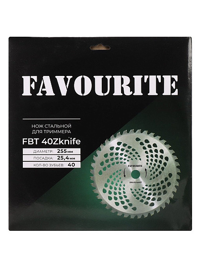 Нож для триммера 40 зубьев, 255 мм, посадочный диаметр 25.4 мм, Favourite, FBT 40Zknife, сталь