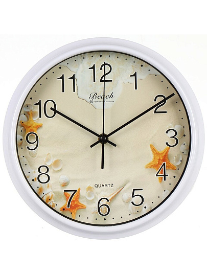 Часы настенные, 26 см, круглые, пластик, стекло, в ассортименте, Y6-6080