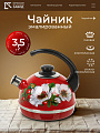 Чайник сталь, эмалированное покрытие, 3.5 л, со свистком, ручка консольная, Рубин, Маричка, бордовый, T04/35/01/33