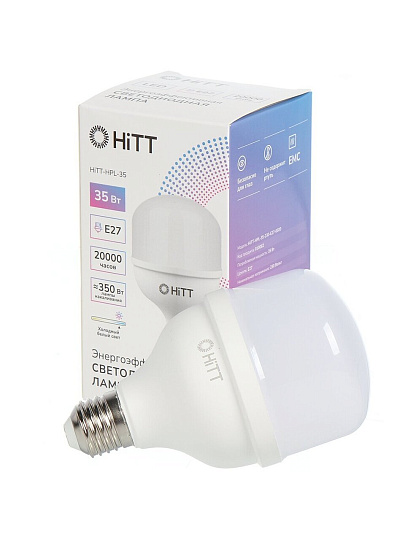 Лампа светодиодная E27, 35 Вт, 350 Вт, 230 В, 6500 К, холодный белый свет, HiTT, HiTT-HPL, высокомощный, 1010062
