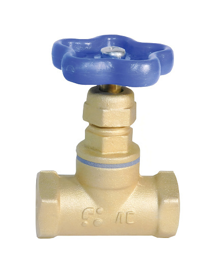 Вентиль для воды, 3/4", г-г, латунь, маховик, DN 20, синий, БАЗ