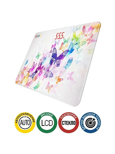 Весы напольные электрические, Econ, ECO-BS013, стекло, до 150 кг, белые