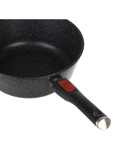 Сотейник алюминий литой, 26 см, 3.9 л, антипригарное покрытие, Нева Металл Посуда, Гранит, L181326i,, съемная ручка, индукция