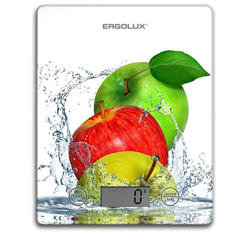 Весы кухонные до 5 кг, белые, яблоки, 195*142 мм Ergolux ELX-SK02-С01