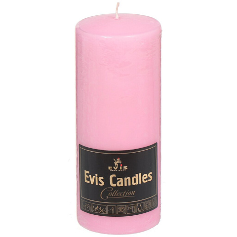 Свеча декоративная, 15х6 см, цилиндр, розовая, 1380531100