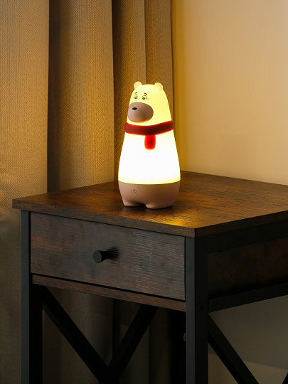 Светильник-ночник JazzWay, Мишка, настольный, пластик, 4.1 Вт, с выключателем, 3000К, красный, 5061231