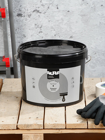 Краска водно-дисперсионная, Aura, акриловая, интерьерная, моющаяся, влагостойкая, матовая, зеленые волны, 14 кг