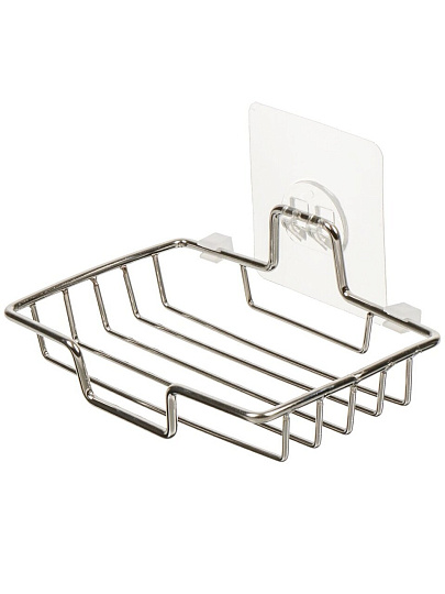 Мыльница настенная, металл, 13.5х8х4.5 см, силиконовое крепление, T2022-HT022