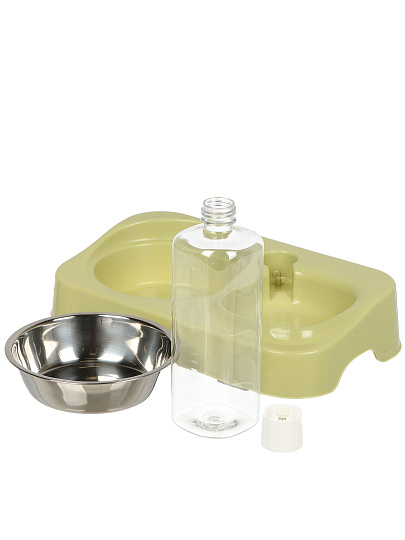 Миска для животных Y4-11424, пластик, металл, двойная, с поилкая