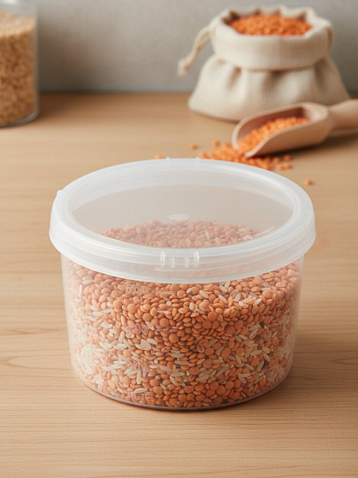 Банка для сыпучих продуктов, пластик, 0.75 л, 9 см, с крышкой, Бытпласт, Твист, 4311391