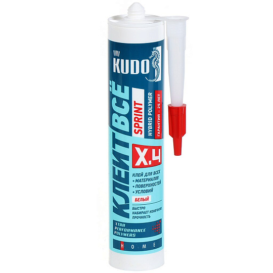 Клей KUDO, гибридный, универсальный, белый, однокомпонентный, 280 мл, KX-4W, Клеит Все SPRINT
