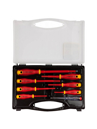 Набор отверток диэлектрический, 8 предметов, Stayer, CrV сталь, тестер, кейс, Profi Electro, 25145-H8_z01