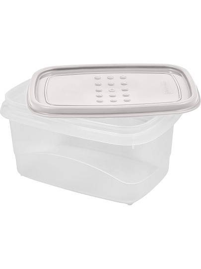 Контейнер пищевой пластик, 0.6 л, 14.3х10х7.2 см, пепельный жемчуг, прямоугольный, Plast team, Bergen, PT113111024