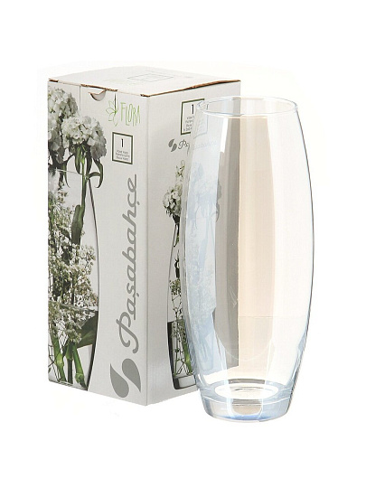 Ваза стекло, настольная, 26.5 см, Glasstar, Радуга белая 4, RNW_966_4