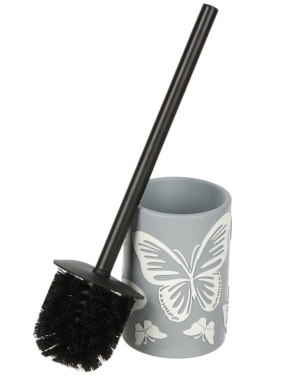 Ерш для туалета Бабочки на сером, напольный, 10x10x14.4/41 см, полистоун, BRE0878AA-TOH
