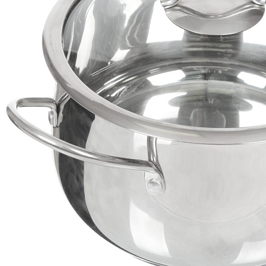 Кастрюля нержавеющая сталь, 5 л, крышка стекло, Daniks, Премиум, SD-A8-22, индукция