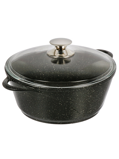 Кастрюля алюминий, антипригарное покрытие, 4 л, крышка стекло, Горница, Гранит Induction, Ик2633аг, индукция