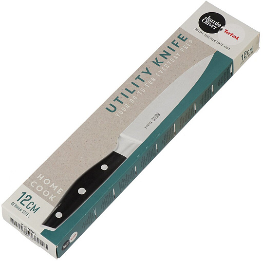 Нож кухонный Tefal, Jamie Oliver, универсальный, нержавеющая сталь, 12 см, рукоятка пластик, K2670944