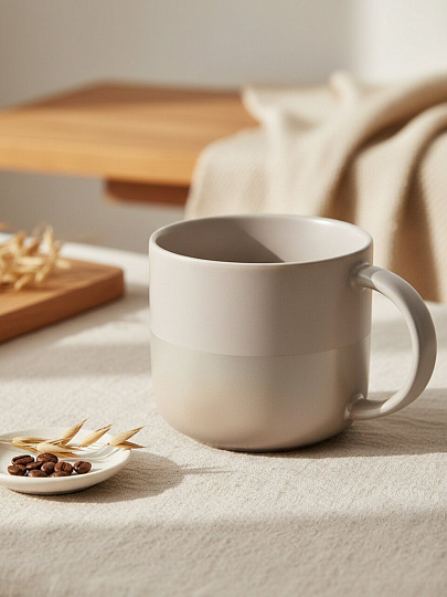 Кружка фарфор, 440 мл, Velour, Bronco, 407-101, светло-серая