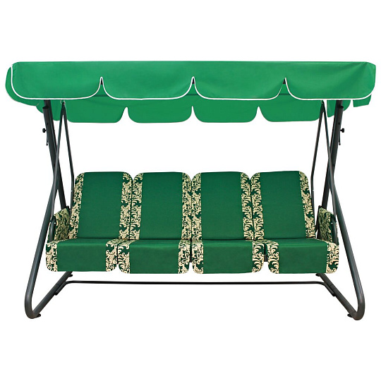Качели садовые 4-местные, 232х125х173.5 см, 350 кг, Arno, Оазис Стандарт+, раскладываются в кровать, зеленые, 2016-КД-40/С+, тент, металл