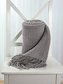 Плед 1.5-спальный, 127х170 см, вязаный, 100% полиэстер, Silvano, Теплые объятия, серый, однотонный, A120042 - фото 8