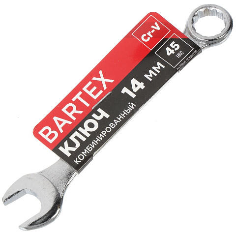 Ключ комбинированный, Bartex, 14 мм, CrV сталь, Эко
