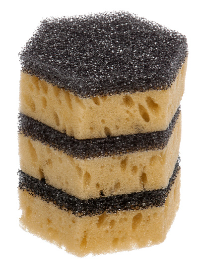 Губка для посуды, 3 шт, поролон, Марья Искусница, бежевая