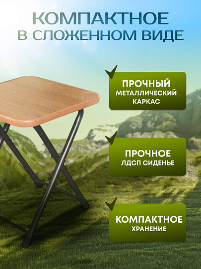 Стул складной 4х - опорный, металл, ЛДСП, 40 см, 90 кг, 30.5х30.5 см, в ассортименте, Nika, ТС