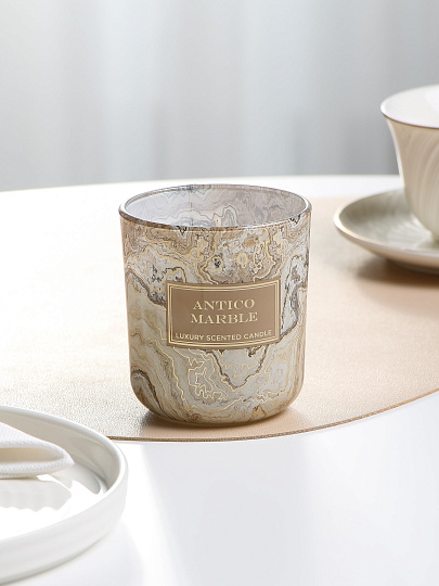 Свеча ароматизированная, 9х8х8 см, в стакане, Bartek Candles, Мрамор золотой и Антико, 150 гр