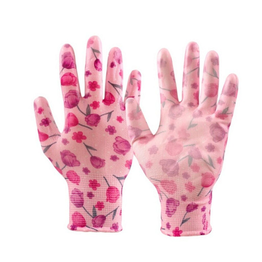 Перчатки полиэстер, нитриловый облив, универсальный размер, цвет в ассортименте, Дачные, Фабрика перчаток