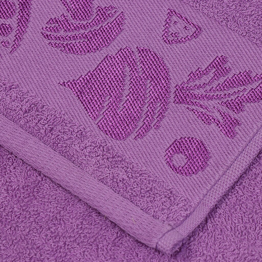 Полотенце кухонное махровое, 35х60 см, 100% хлопок, Вышневолоцкий текстиль, Бордюр овощи, сиреневое, 709, Россия, Ж1-3560.970.375