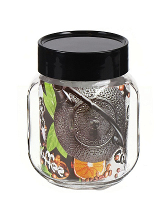 Банка для сыпучих продуктов, стекло, 0.65 л, с крышкой, крышка пластик, вкладыш, 00825-60000