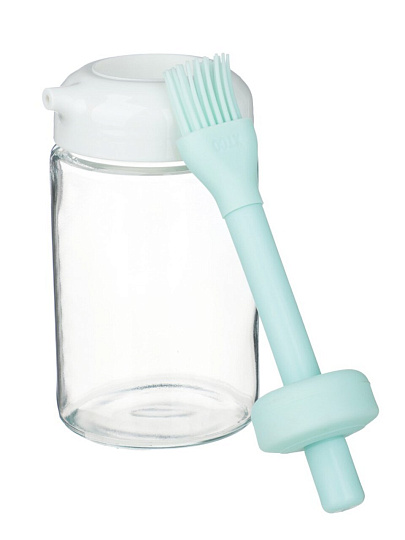 Бутылка для масла, стекло, 250 мл, 14х7 см, с кисточкой, силикон, Vetta, 828-348