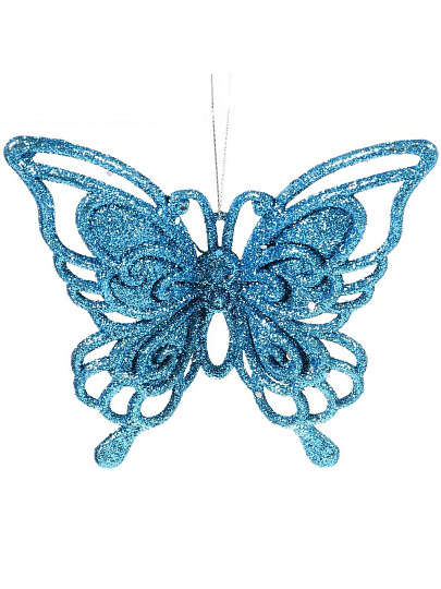Елочное украшение Бабочка, голубое, 12.5х14 см, SYLKGJ-4822089B