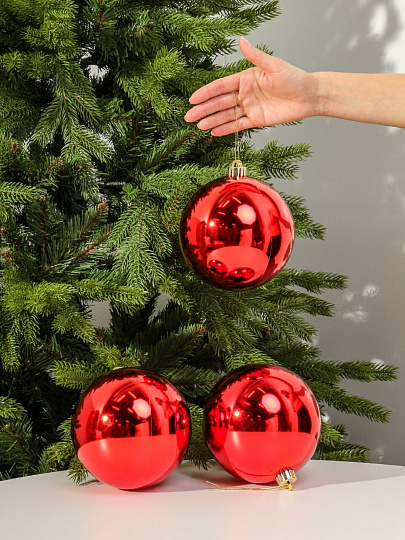 Елочное украшение Шар, 3 шт, красное, 15 см, пластик, SYQA-0122357A