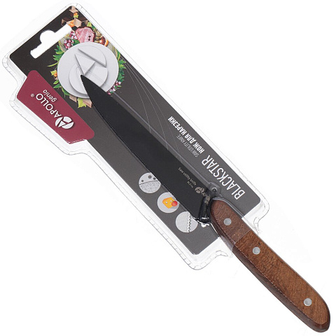 Нож кухонный Apollo, BlackStar, универсальный, нержавеющая сталь, 12 см, рукоятка дерево, BLS-04