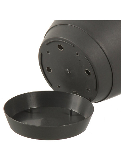 Горшок для цветов пластик, 3.2 л, 18.2х18.2х16.5 см, с поддоном, черный, IDIland, Flora