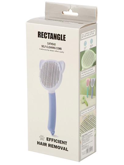 Щетка для вычесывания животных самоочищающаяся, с ушками, 21Х9.5Х6 см, Y4-11399