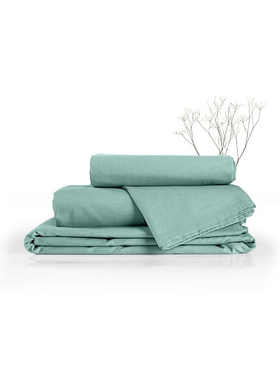 Постельное белье евро, с европростыней, простыня 220х240 см, 2 наволочки 70х70 см, пододеяльник 200х220 см, Verossa, сатин, Emerald