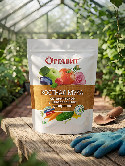 Удобрение Костная мука, универсальное, органическое, порошок, 1 кг, Оргавит