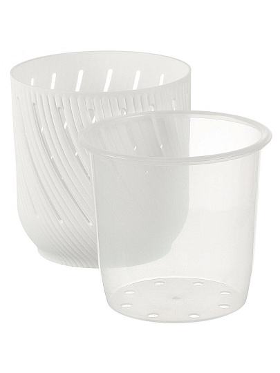 Кашпо пластик, 3.1 л, 16.8х17.6 см, белое, La Decoro, Fleurs, КШ-3724